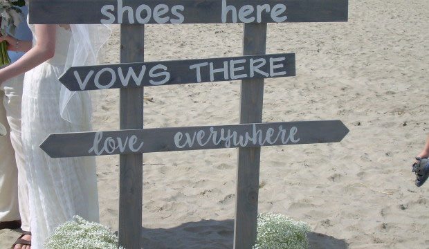 Beach wedding sign