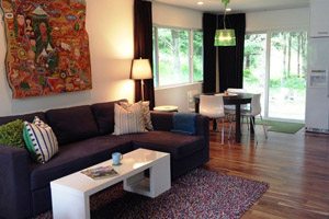 Contemporary living room in Manzanita vacation rental