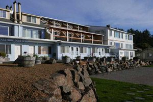 Long white building off the beach