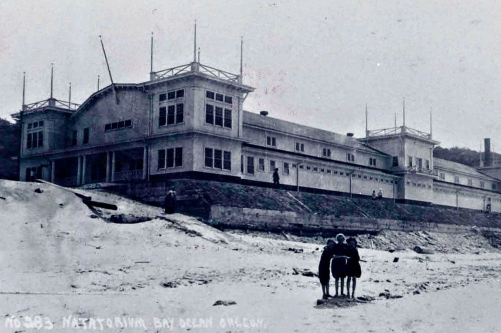Old photograph of the Natatorium in Bayocean, Oregon