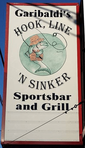 Garibaldi's Hoof, Line 'n' Sinker Sportsbar and Grill sign