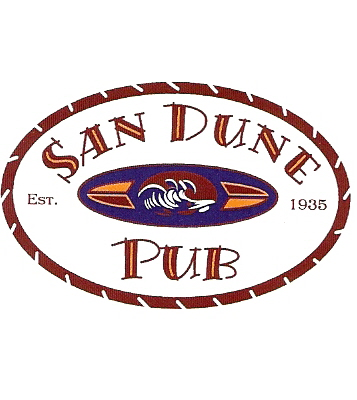 Sand Dune Pub logo with surfboard
