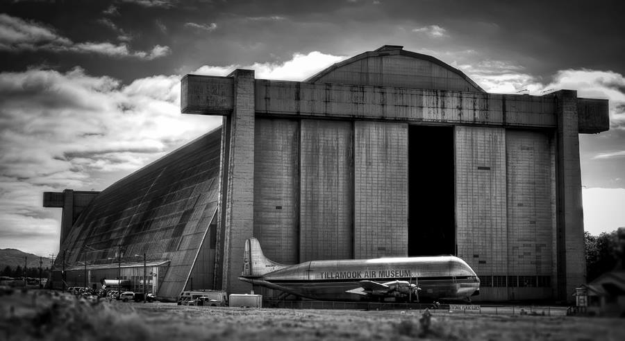 plane and hangar