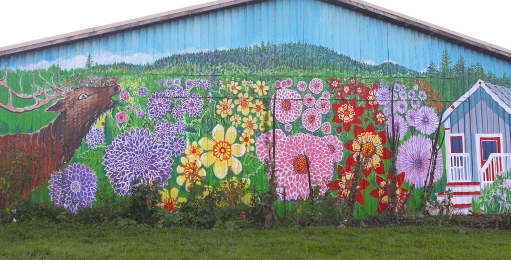 Old House Dahlias mural