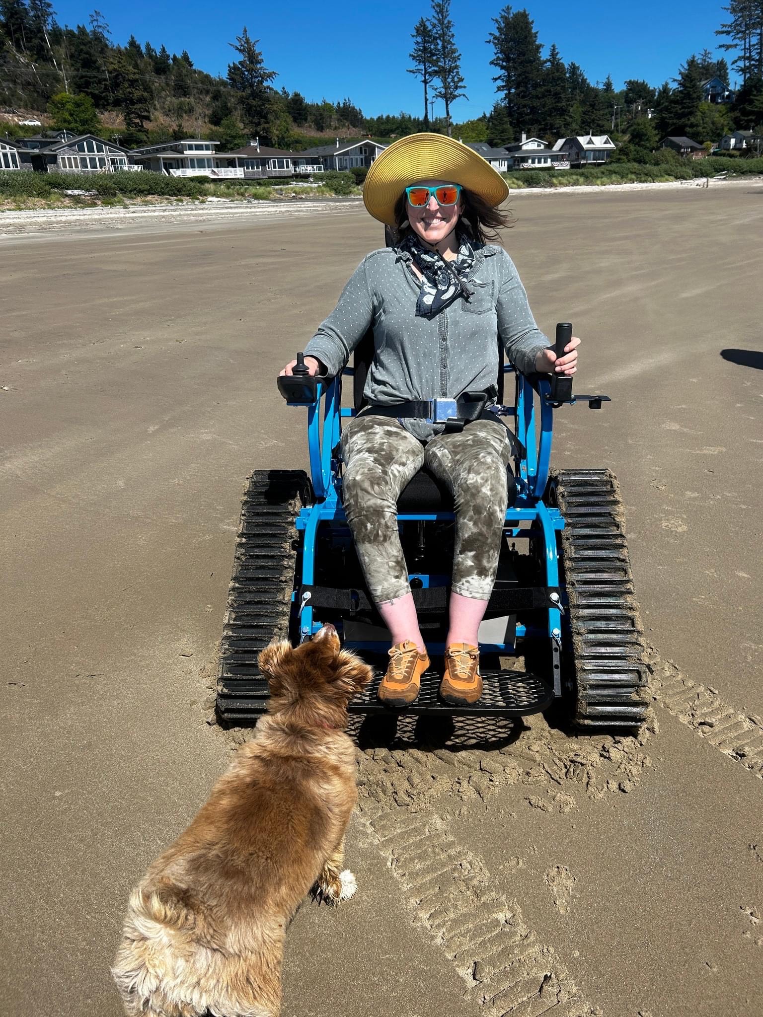 Tillamook Coast woman in beach wheelchair