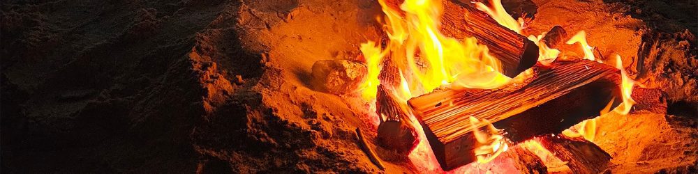 beach fire night banner