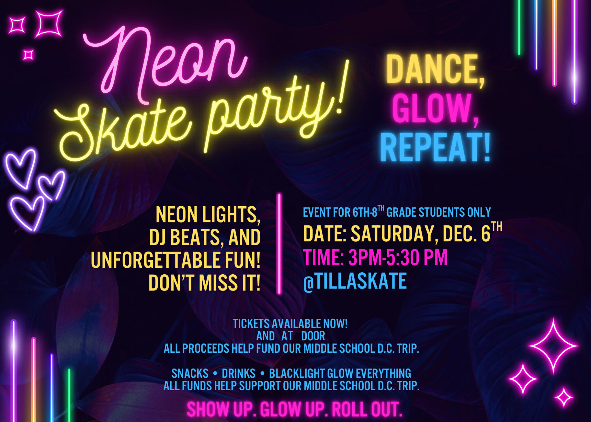 Yellow and Pink Bright Neon Night Party Virtual Invitation 1 InnXIl