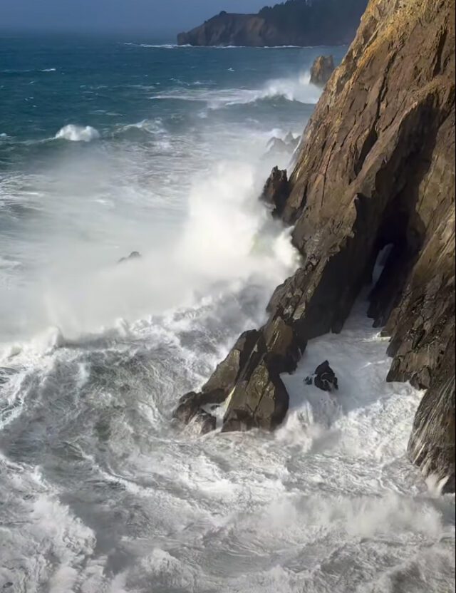 ocean wave cliffs daytime