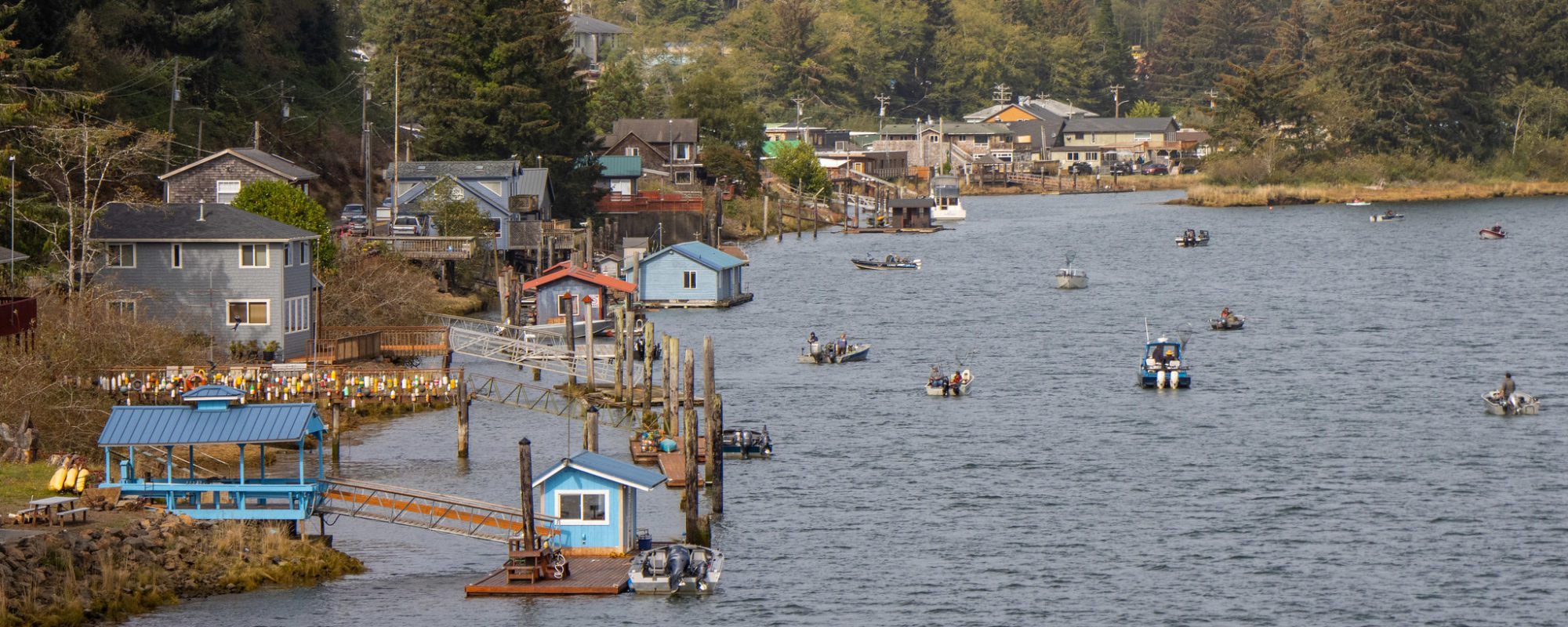 nehalem docks fishing boats forest bay crop