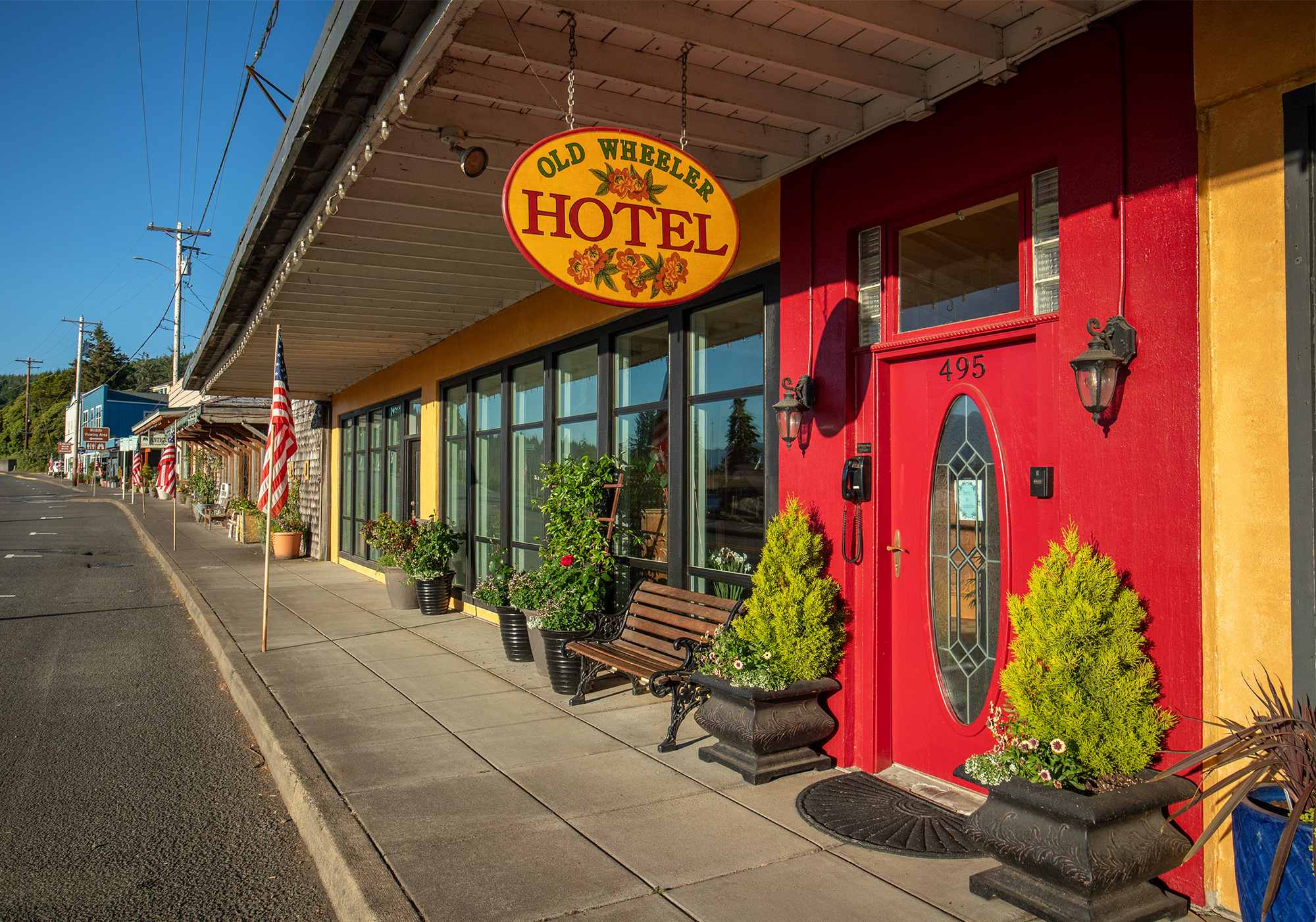 Old Wheeler Hotel exterior street sign front door 4320